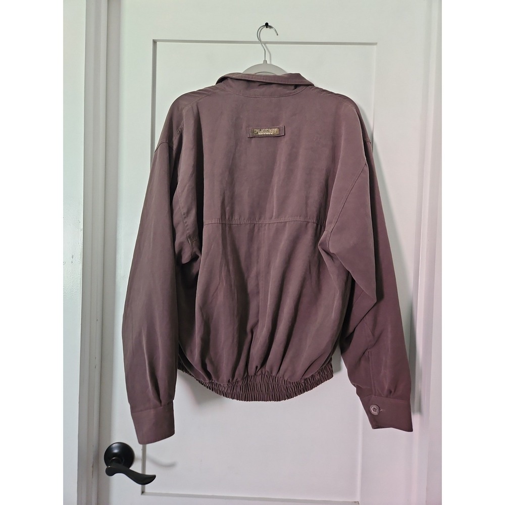 Vintage 90s Playboy Harrington Bomber Jacket Plum Plaid Quilted XL - Picture 3 of 12
